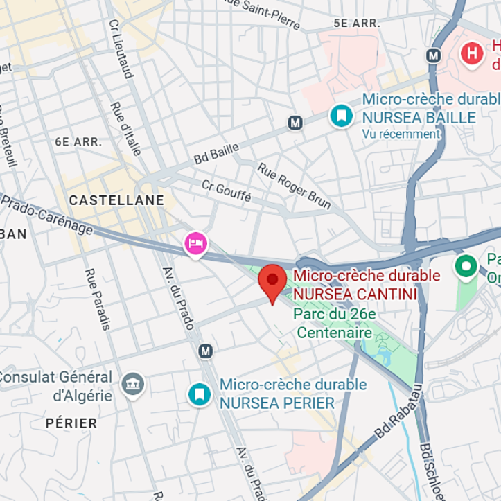 Carte d'accès à la crèche Nursea Cantini à Marseille 8e