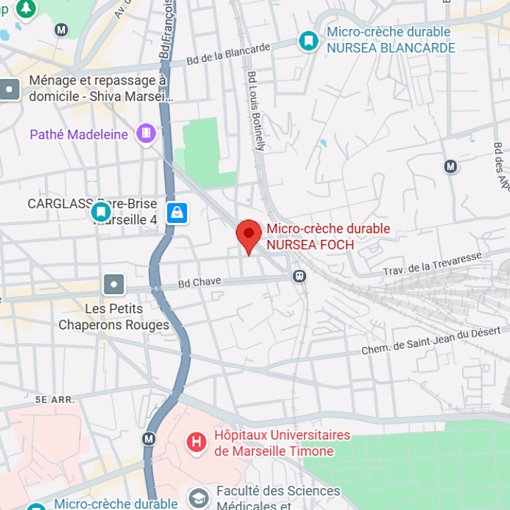 Plan d'accès à la crèche Nursea Foch à Marseille