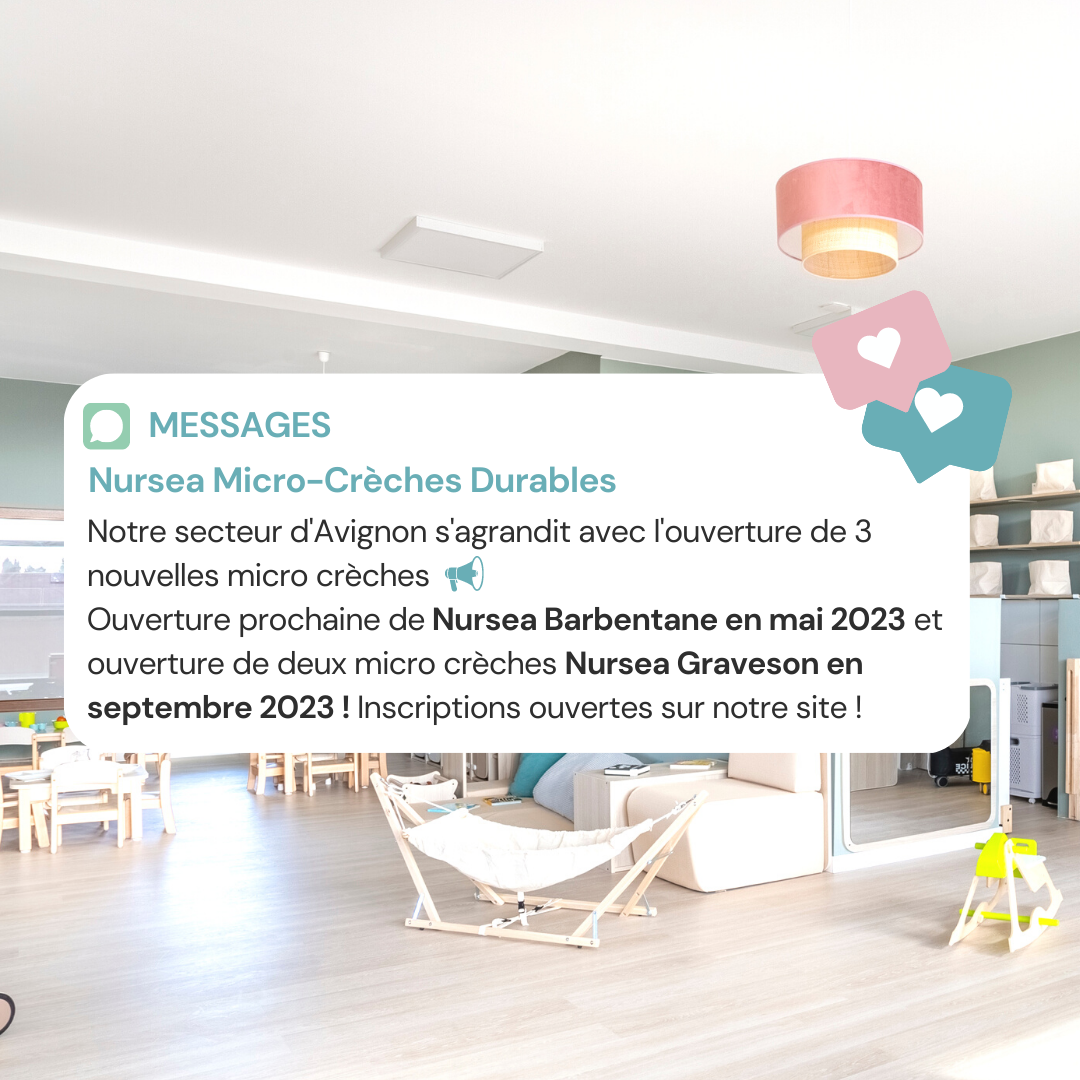 Ouverture crèches Nursea Barbentane et Nursea Graveson en mai et septembre 2023 dans le secteur d'Avignon